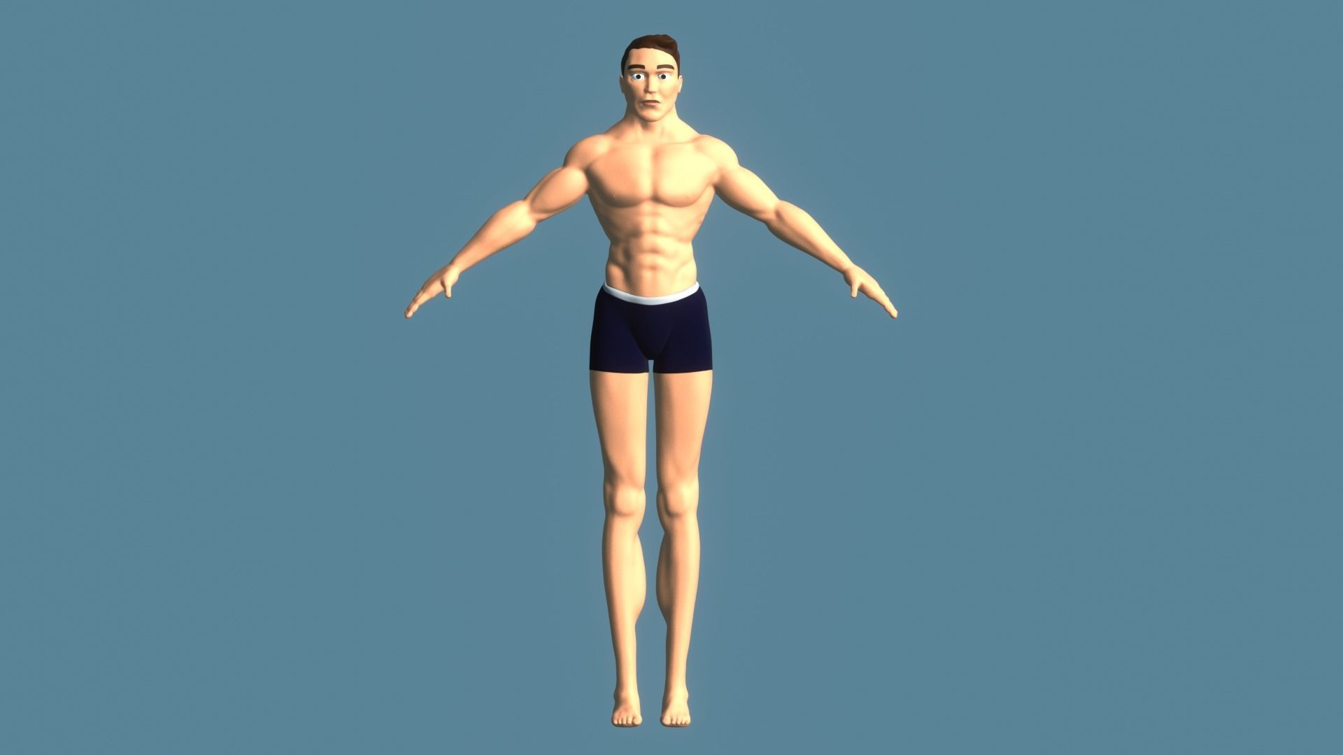 Arnorld man in swim trunks 3D model_2