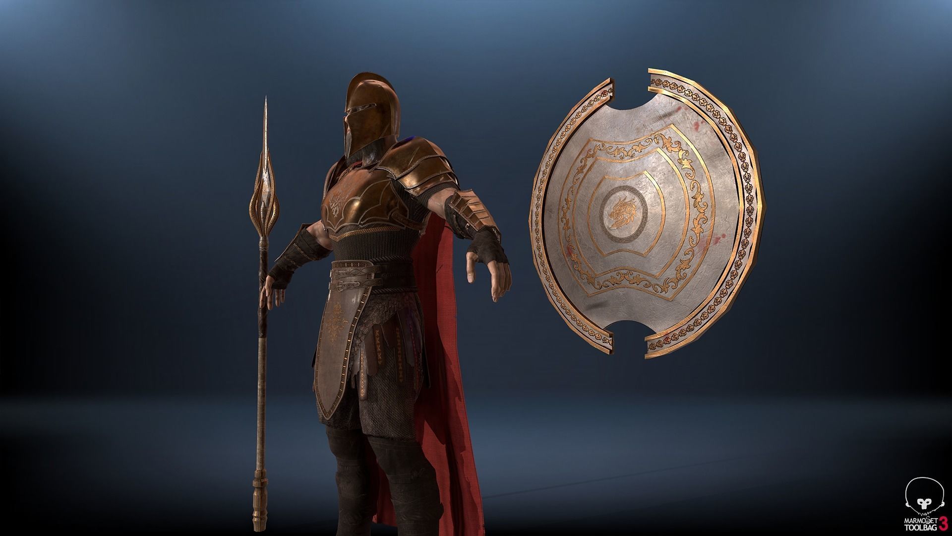 Warrior Hero Low-poly 3D model_11