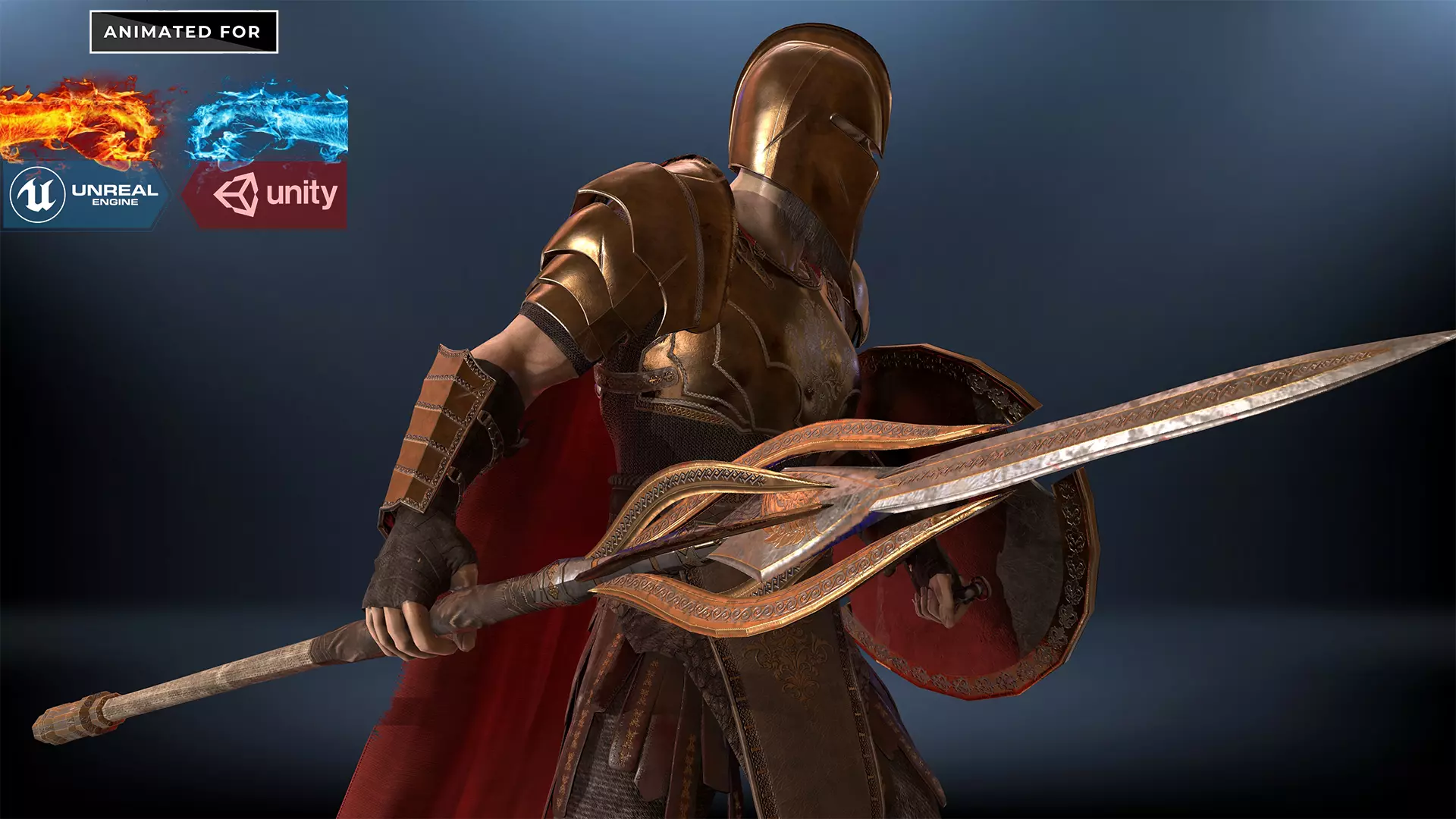 Warrior Hero Low-poly 3D model_0