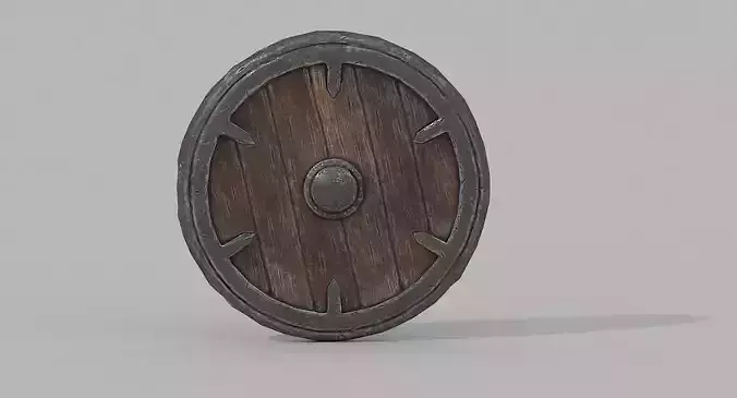 Shield Low Poly PBR wooden