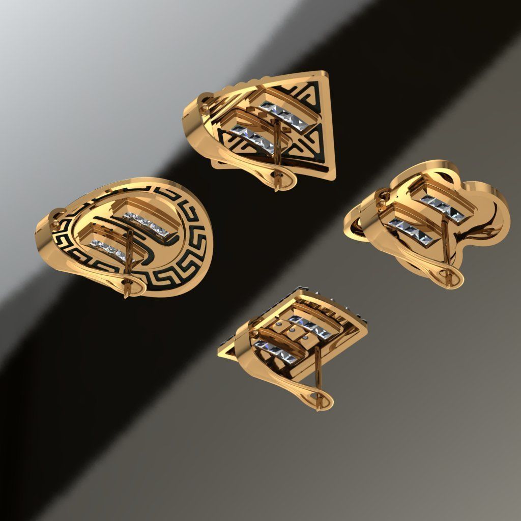 Earrings pack 3D print model_3