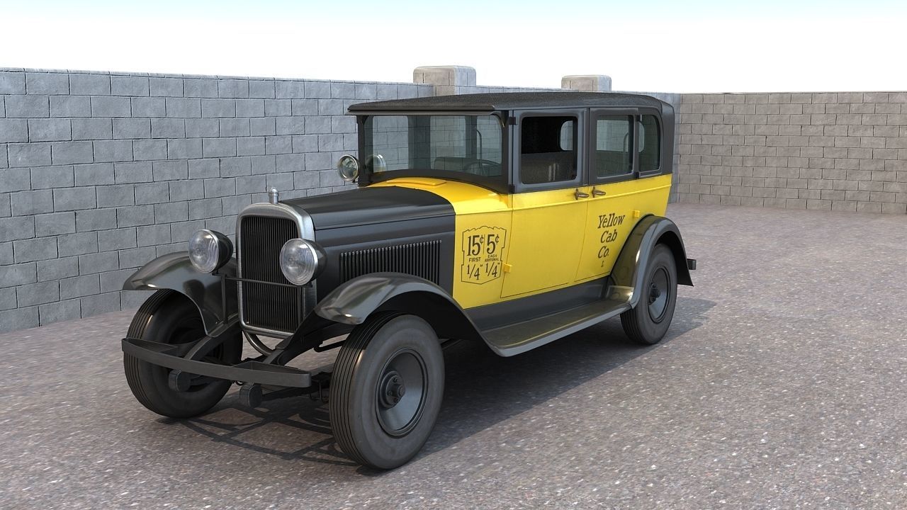 1930 Gmc Model 6 Taxi Cab 3D model_1
