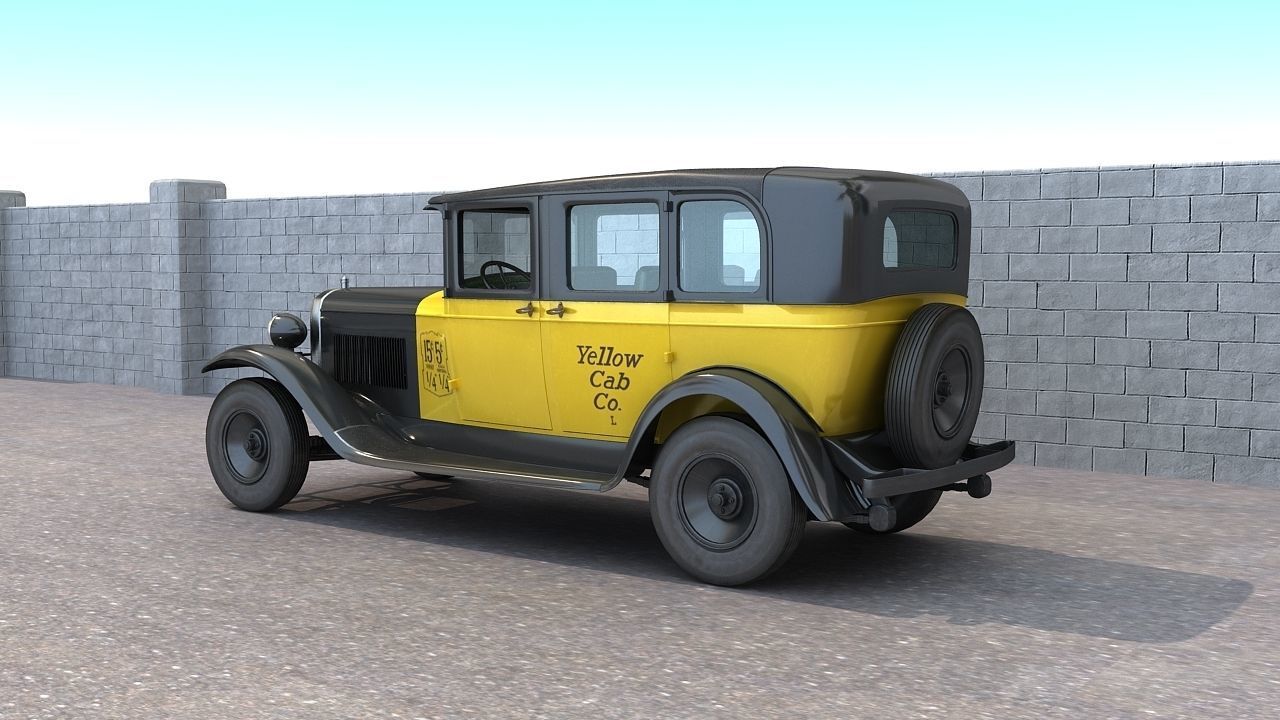 1930 Gmc Model 6 Taxi Cab 3D model_2