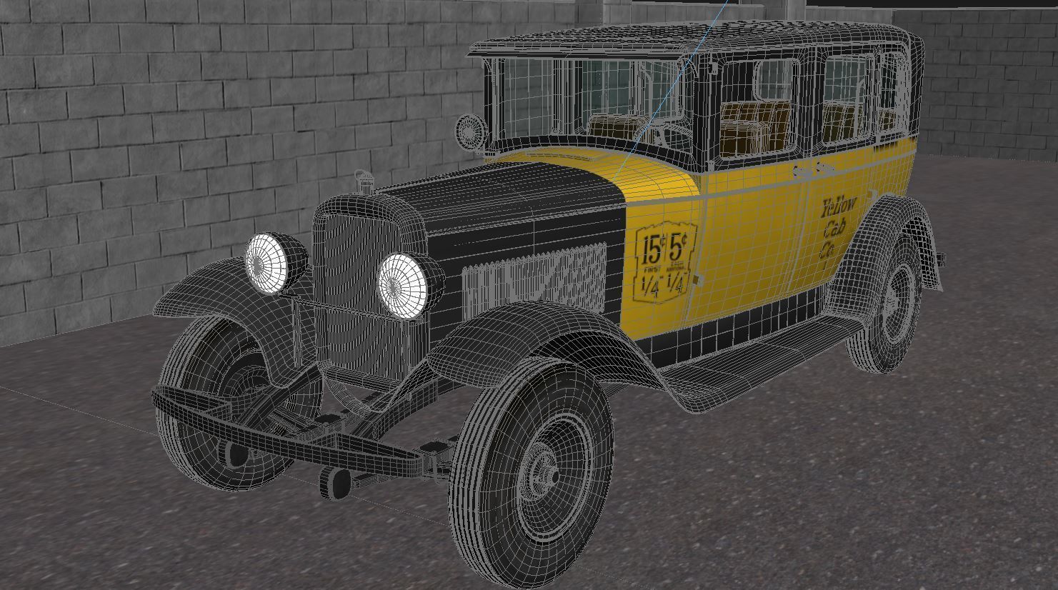 1930 Gmc Model 6 Taxi Cab 3D model_11