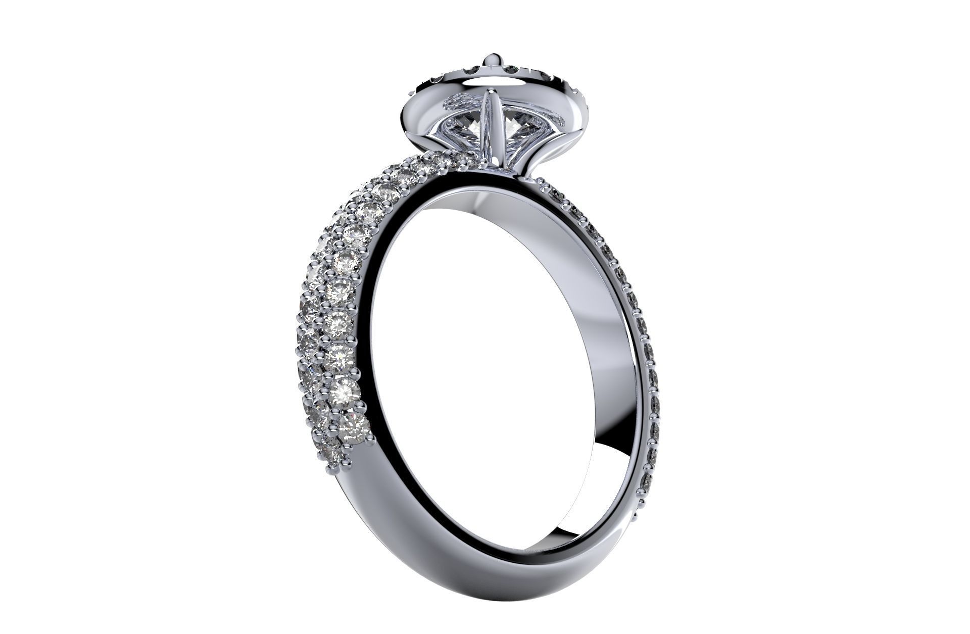Engagement Ring Halo Settings With Basket Style For Media - SK1  3D model_4