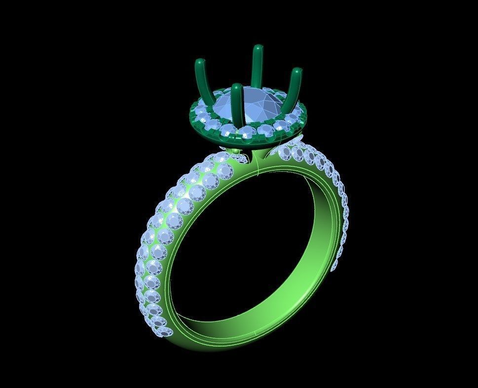 Engagement Ring Halo Settings With Basket Style For Media - SK1  3D model_10