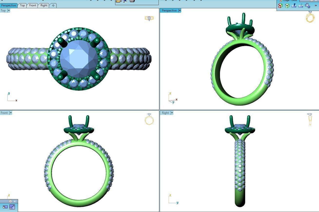 Engagement Ring Halo Settings With Basket Style For Media - SK1  3D model_26
