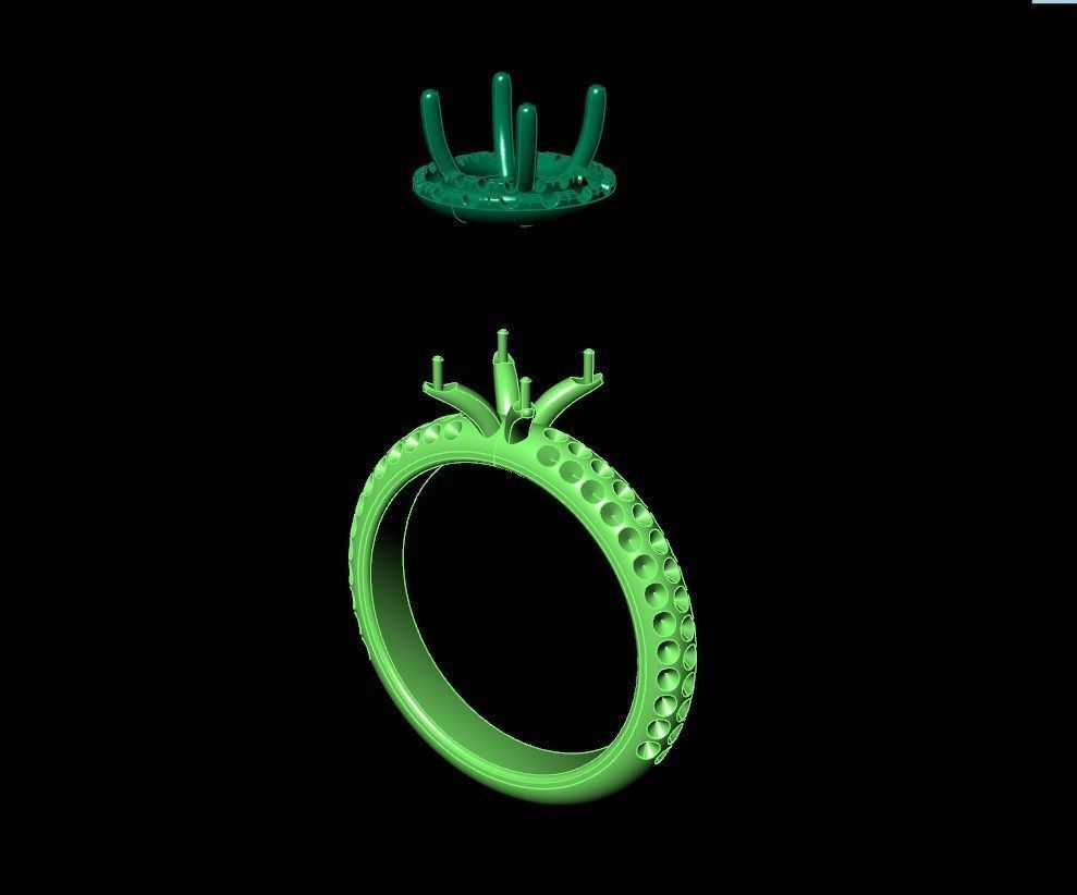 Engagement Ring Halo Settings With Basket Style For Media - SK1  3D model_25