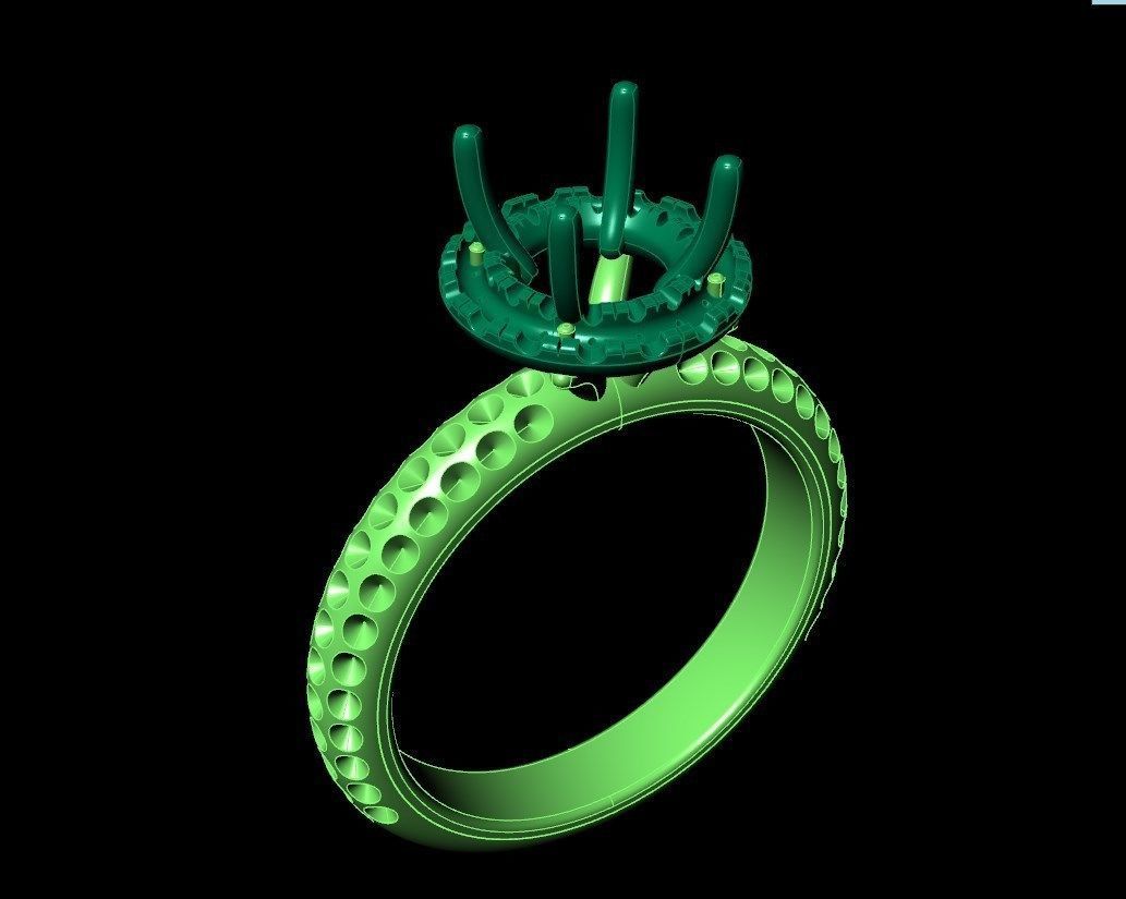 Engagement Ring Halo Settings With Basket Style For Media - SK1  3D model_13