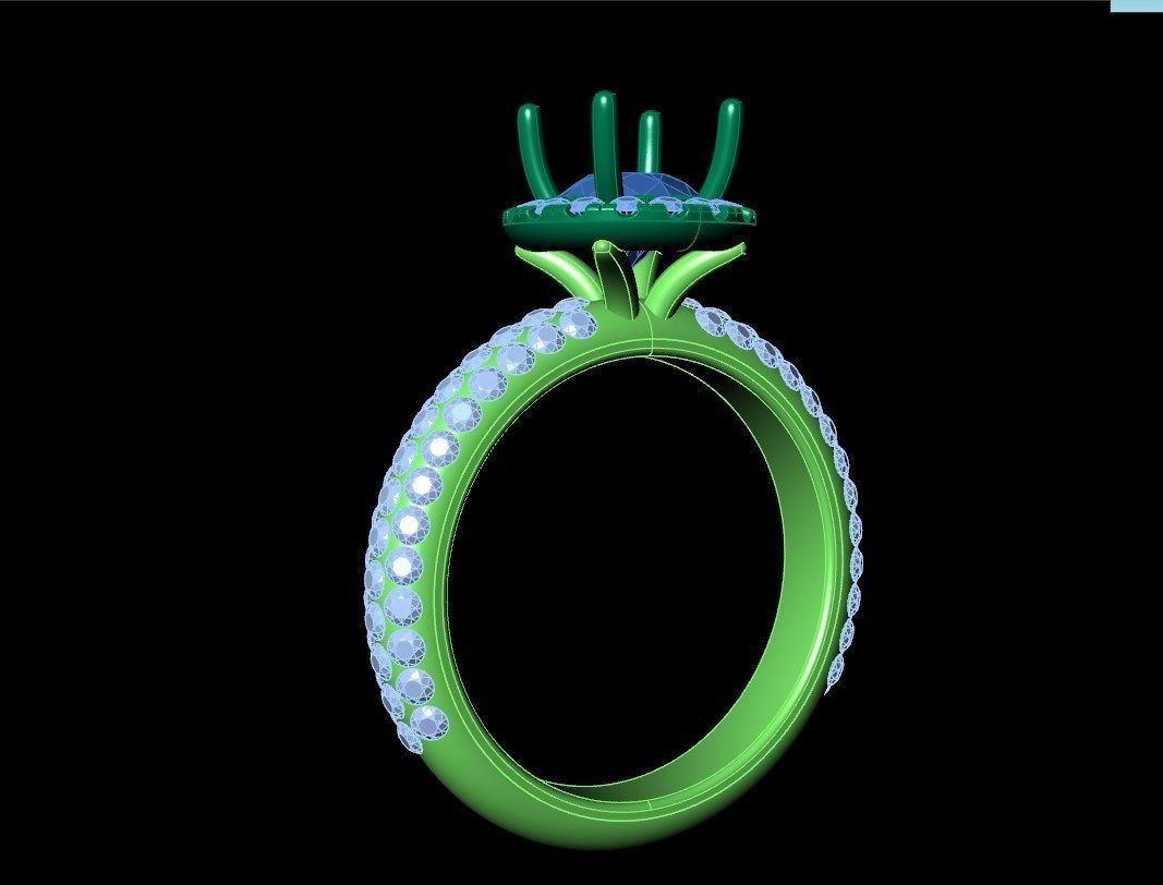 Engagement Ring Halo Settings With Basket Style For Media - SK1  3D model_14