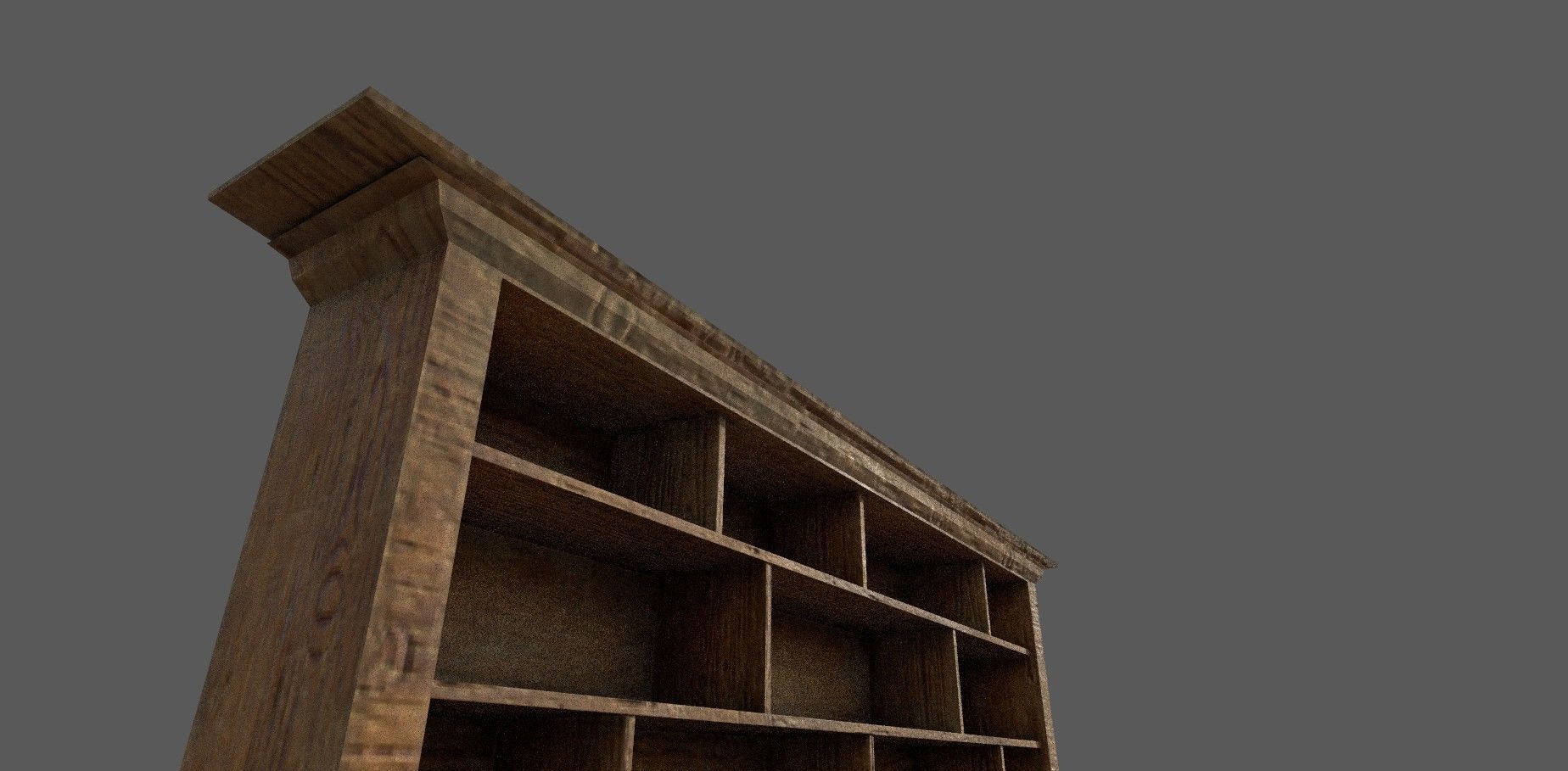 Old bookshelf  3D model Low-poly 3D model_5