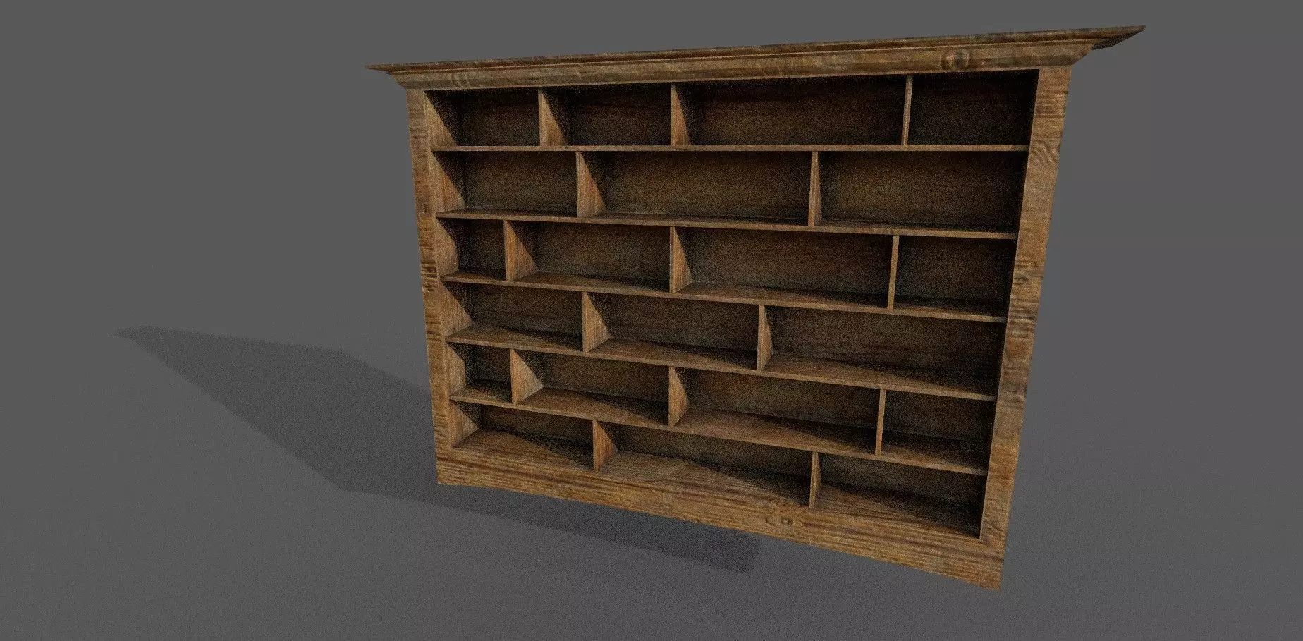 Old bookshelf  3D model Low-poly 3D model_0