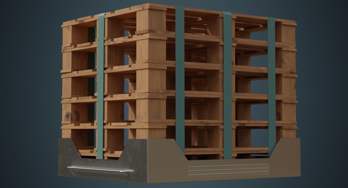 Pallet Rack 1A Low-poly 3D model_3