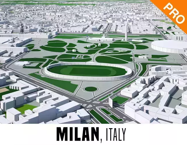 Milan City Italy And Surroundings USA Low Poly VR AR  