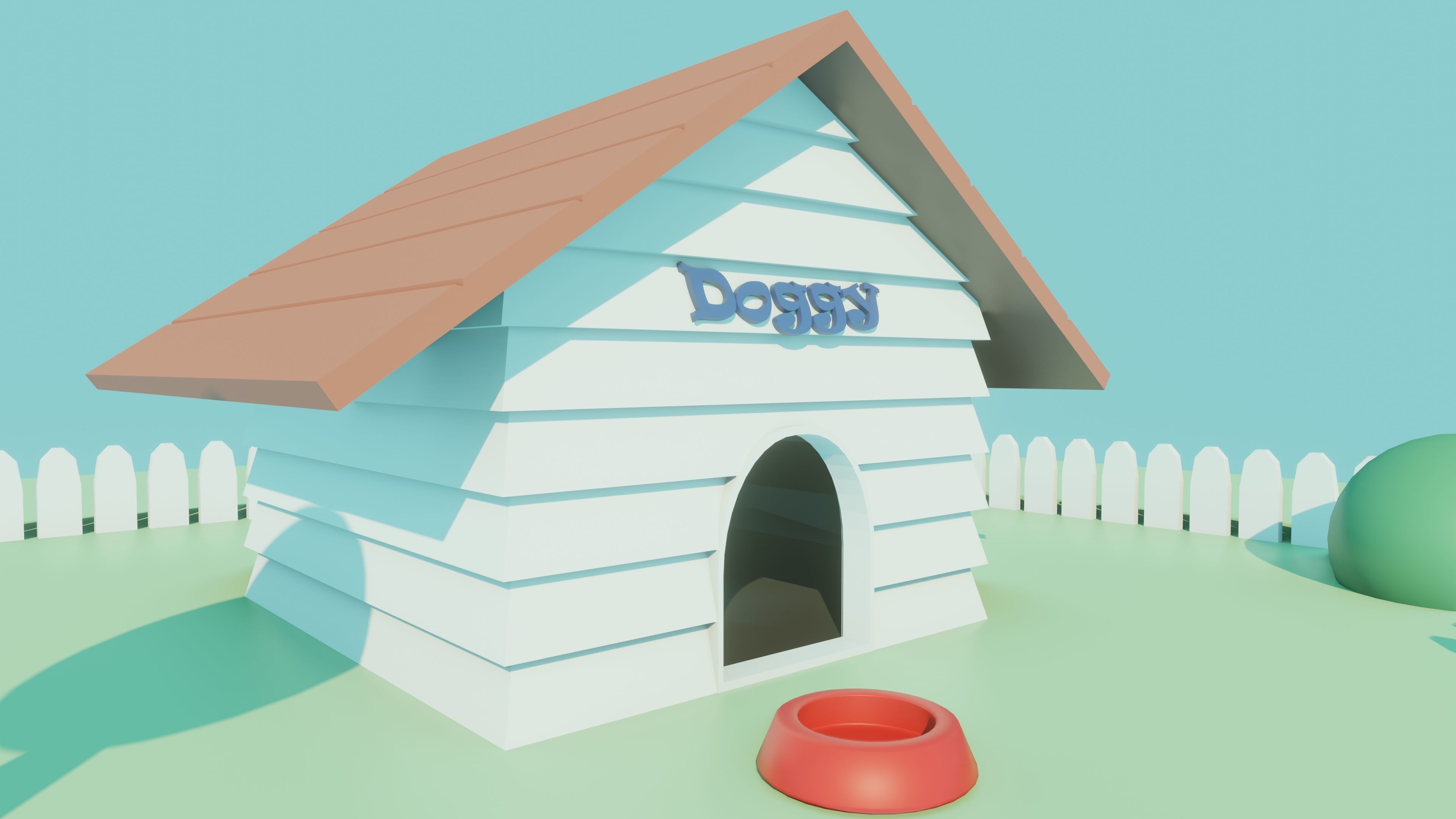 Dog house Low-poly 3D model_1