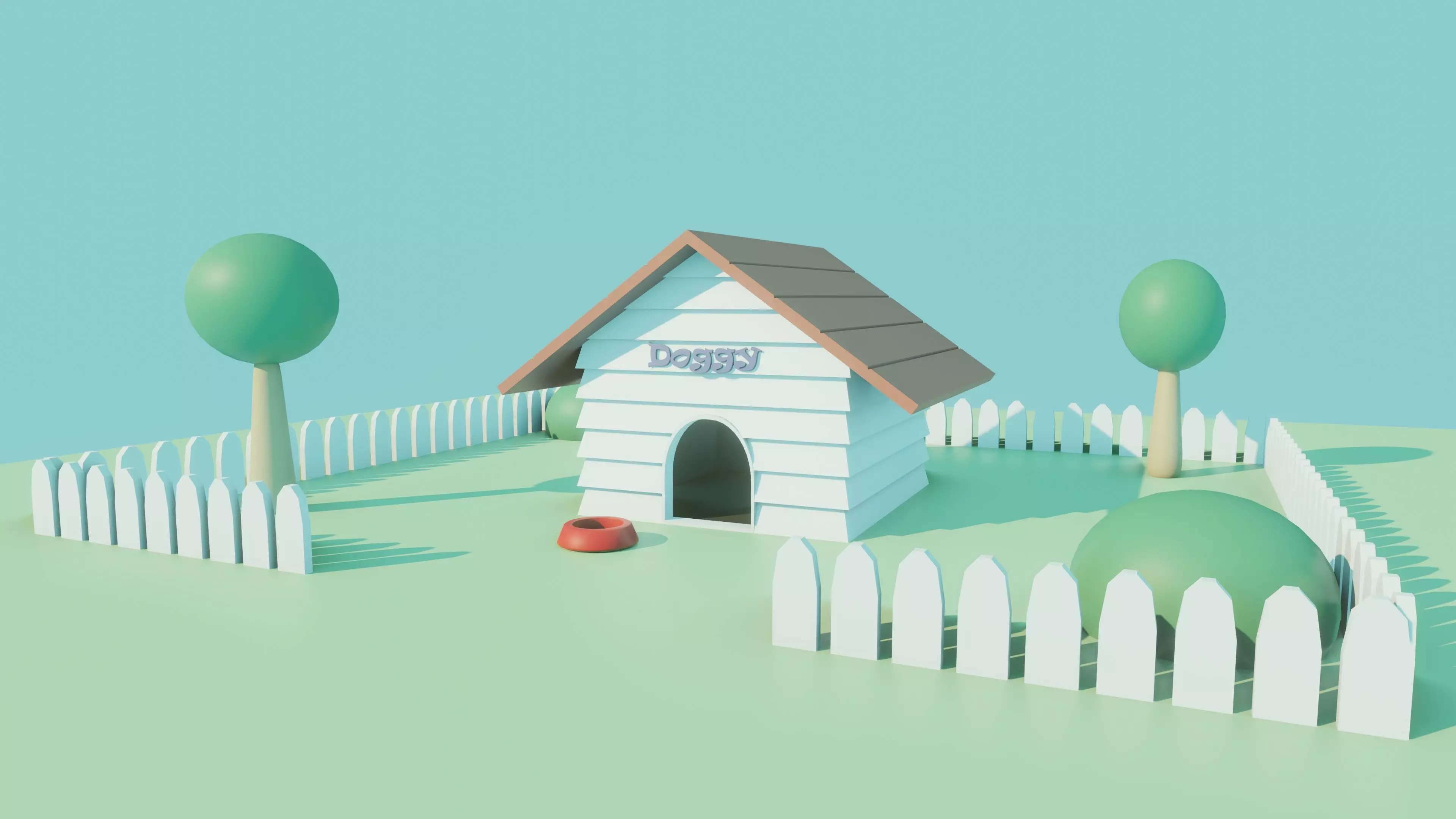 Dog house Low-poly 3D model_0