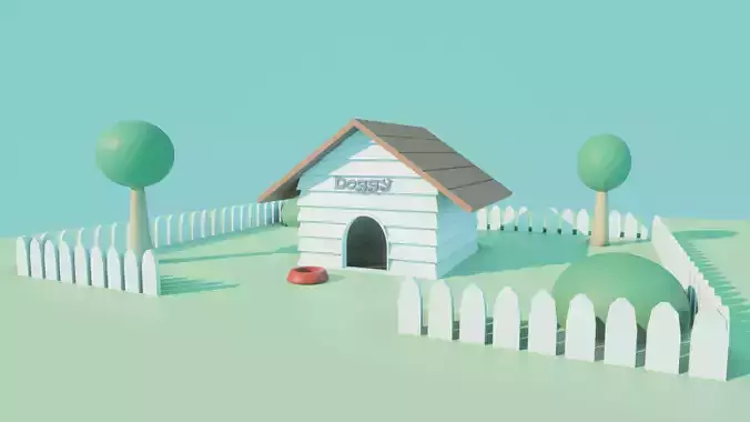 Dog house Low-poly 3D model