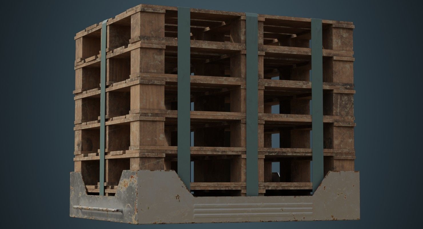 Pallet Rack 1B Low-poly 3D model_3