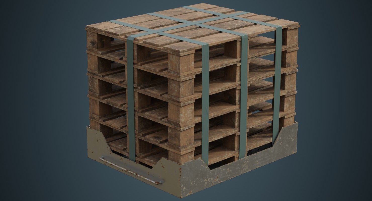 Pallet Rack 1B Low-poly 3D model_1