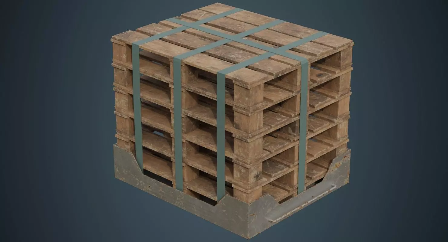 Pallet Rack 1B Low-poly 3D model_0