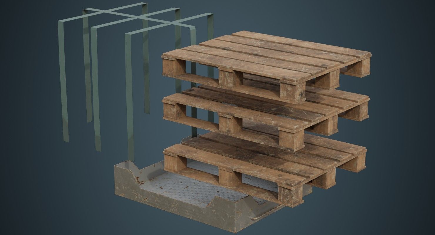 Pallet Rack 1B Low-poly 3D model_5
