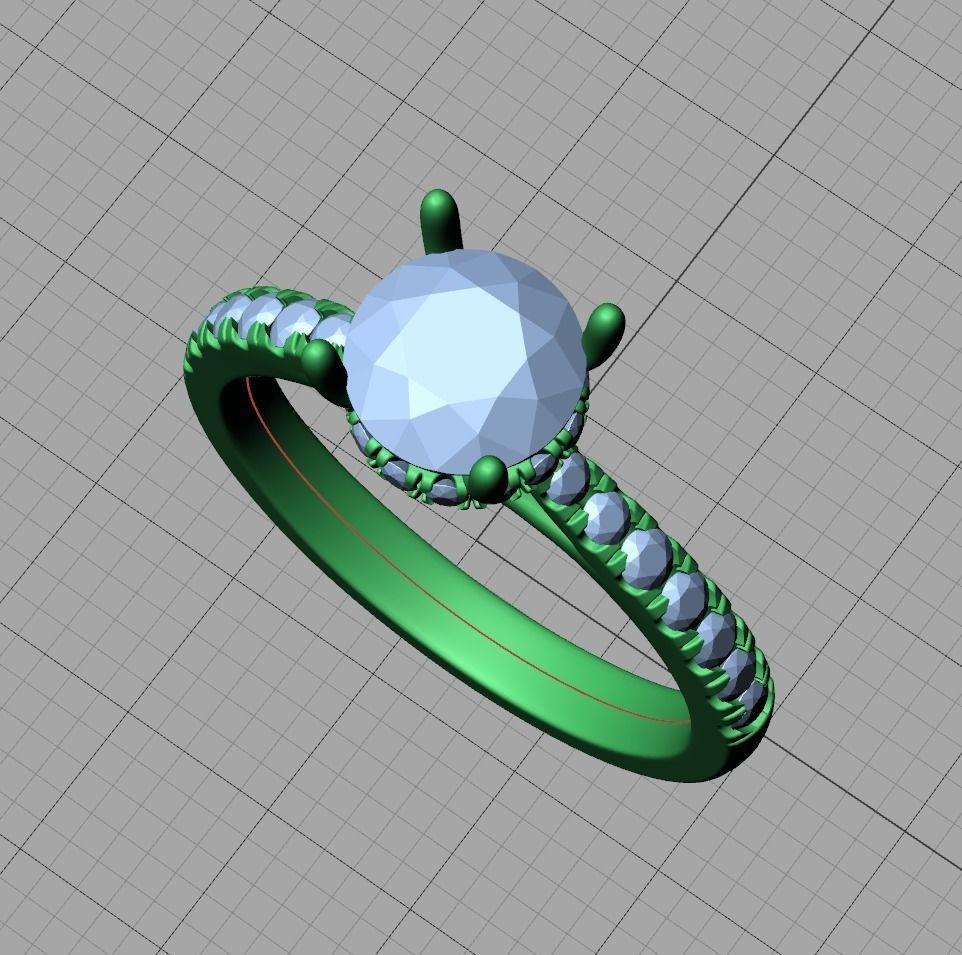 Diamond Trellis Engagement ring  1ct Round Stone 3dmodel  3D print model_36
