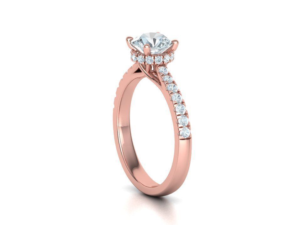 Diamond Trellis Engagement ring  1ct Round Stone 3dmodel  3D print model_20