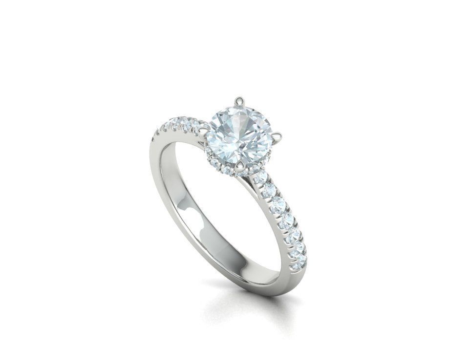 Diamond Trellis Engagement ring  1ct Round Stone 3dmodel  3D print model_31