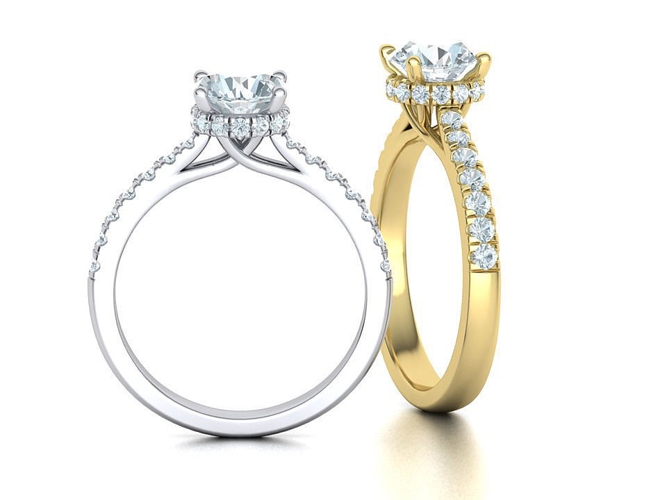 Diamond Trellis Engagement ring  1ct Round Stone 3dmodel  3D print model_1