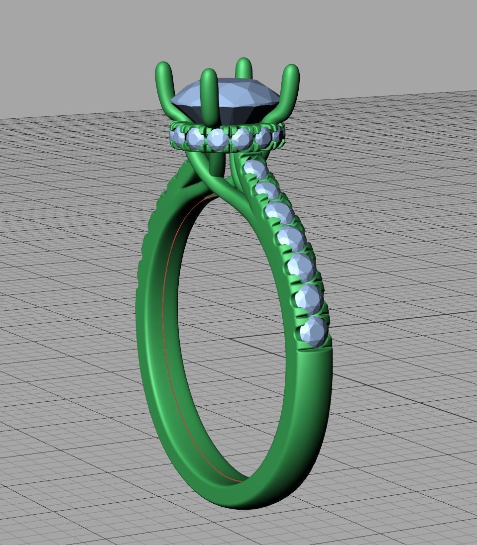 Diamond Trellis Engagement ring  1ct Round Stone 3dmodel  3D print model_37
