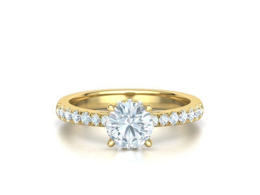 Diamond Trellis Engagement ring  1ct Round Stone 3dmodel  3D print model_15
