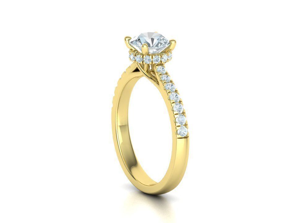 Diamond Trellis Engagement ring  1ct Round Stone 3dmodel  3D print model_21