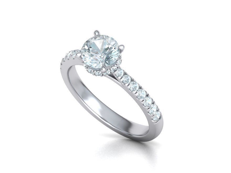 Diamond Trellis Engagement ring  1ct Round Stone 3dmodel  3D print model_5