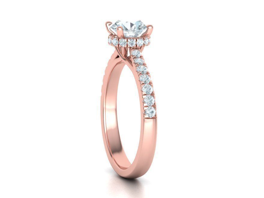 Diamond Trellis Engagement ring  1ct Round Stone 3dmodel  3D print model_10