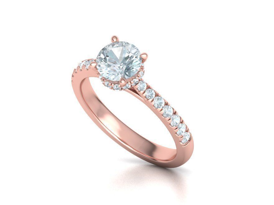 Diamond Trellis Engagement ring  1ct Round Stone 3dmodel  3D print model_7