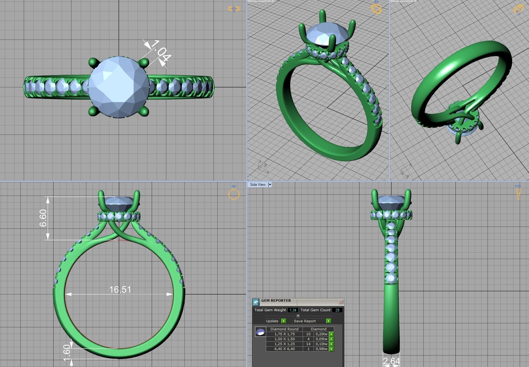 Diamond Trellis Engagement ring  1ct Round Stone 3dmodel  3D print model_2