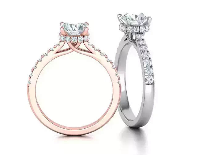 Diamond Trellis Engagement ring  1ct Round Stone 3dmodel  3D print model
