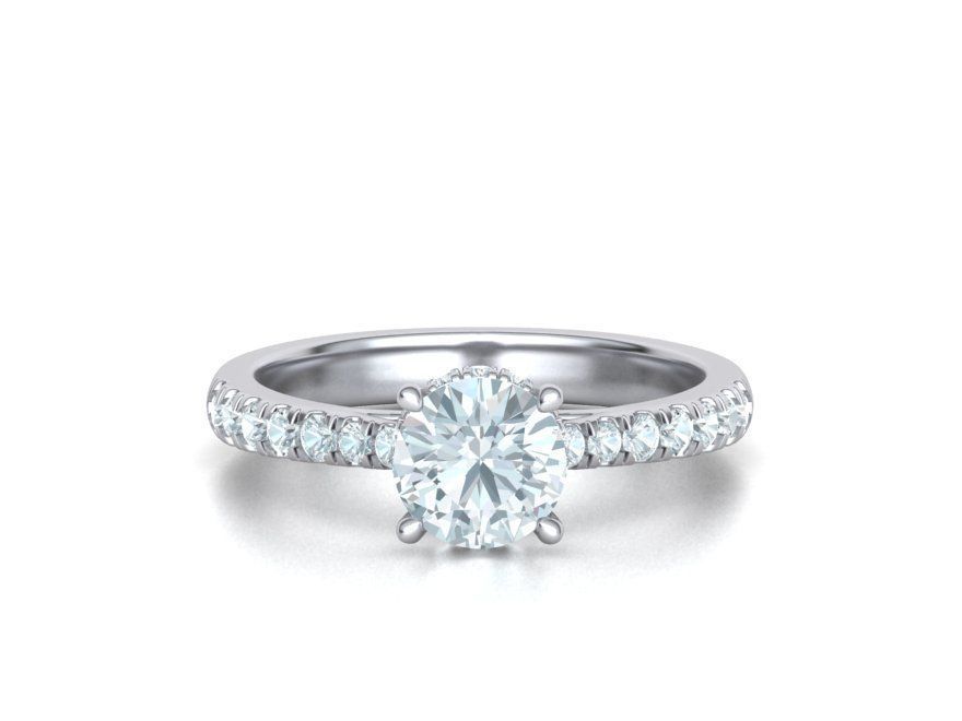Diamond Trellis Engagement ring  1ct Round Stone 3dmodel  3D print model_14