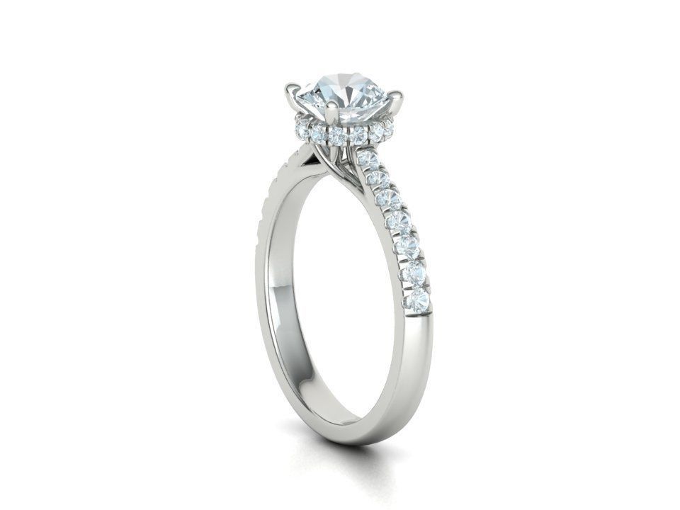 Diamond Trellis Engagement ring  1ct Round Stone 3dmodel  3D print model_22