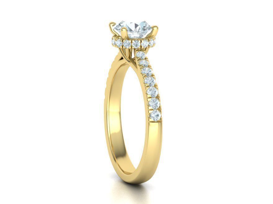 Diamond Trellis Engagement ring  1ct Round Stone 3dmodel  3D print model_9