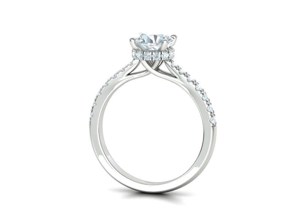 Diamond Trellis Engagement ring  1ct Round Stone 3dmodel  3D print model_28