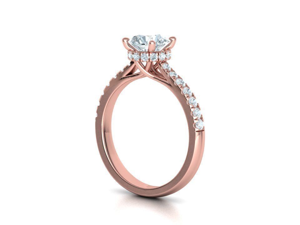 Diamond Trellis Engagement ring  1ct Round Stone 3dmodel  3D print model_17