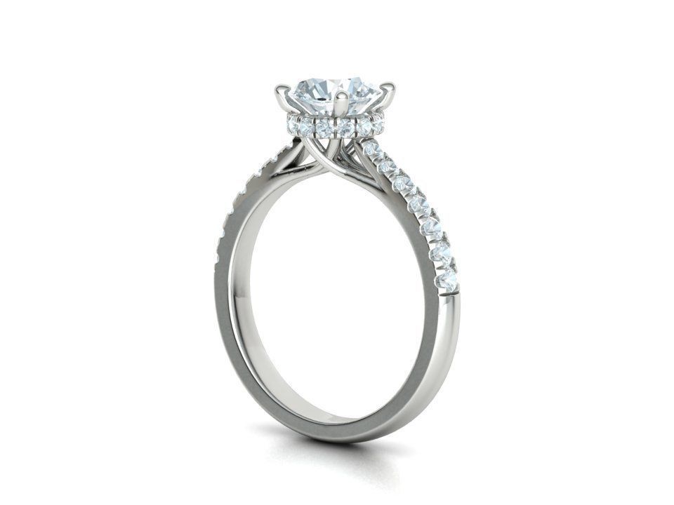 Diamond Trellis Engagement ring  1ct Round Stone 3dmodel  3D print model_19