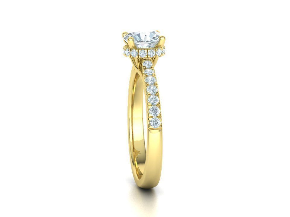 Diamond Trellis Engagement ring  1ct Round Stone 3dmodel  3D print model_24