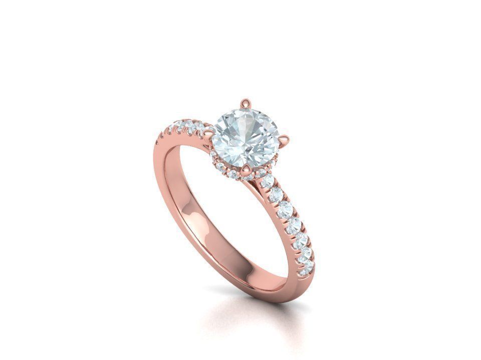 Diamond Trellis Engagement ring  1ct Round Stone 3dmodel  3D print model_29