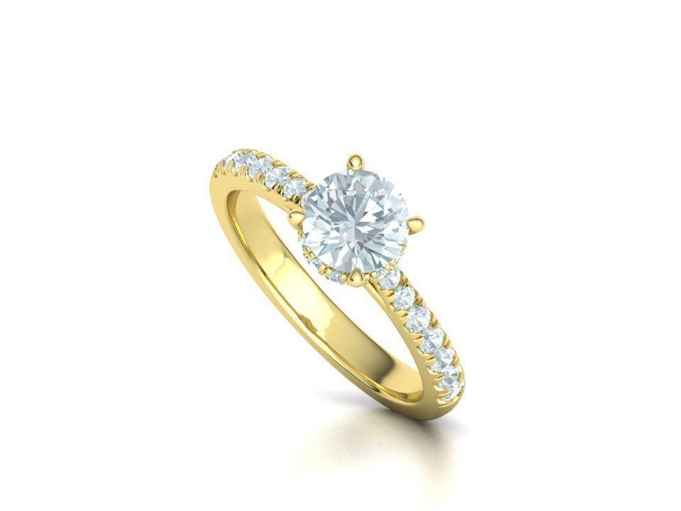 Diamond Trellis Engagement ring  1ct Round Stone 3dmodel  3D print model_33