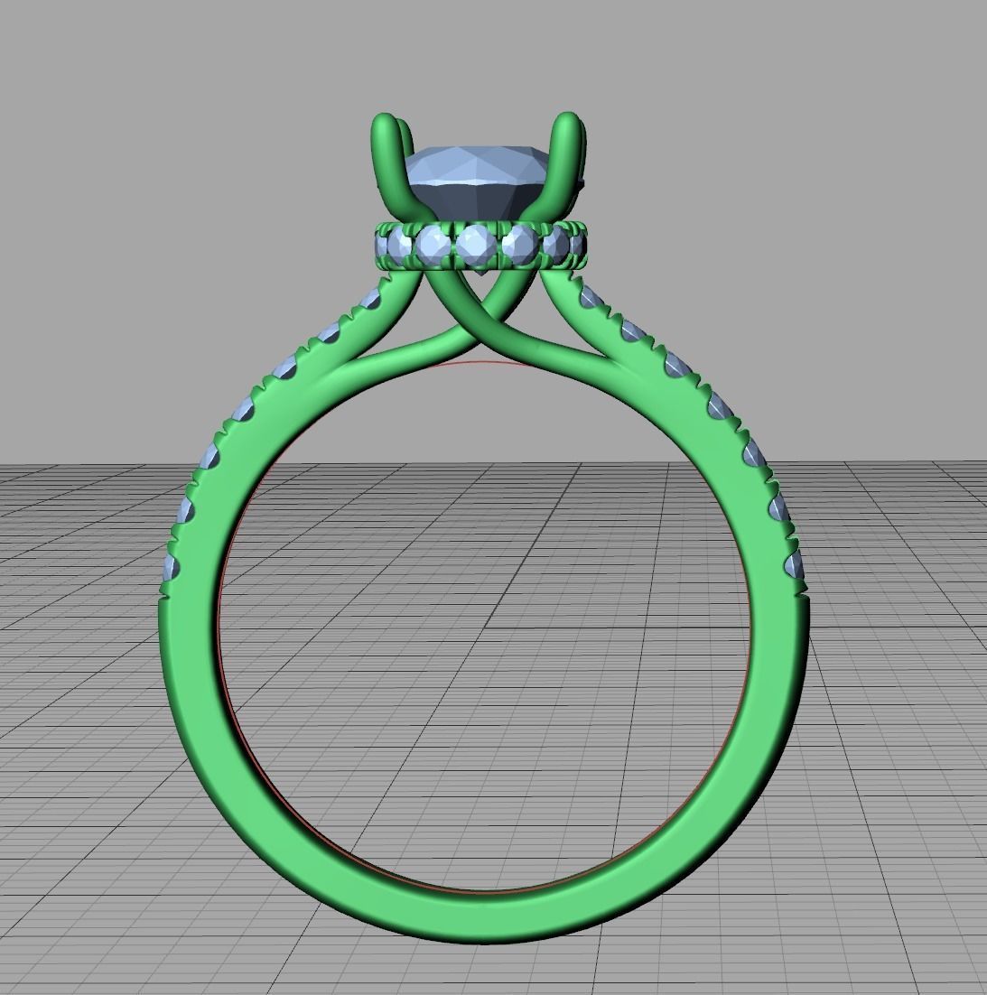 Diamond Trellis Engagement ring  1ct Round Stone 3dmodel  3D print model_38