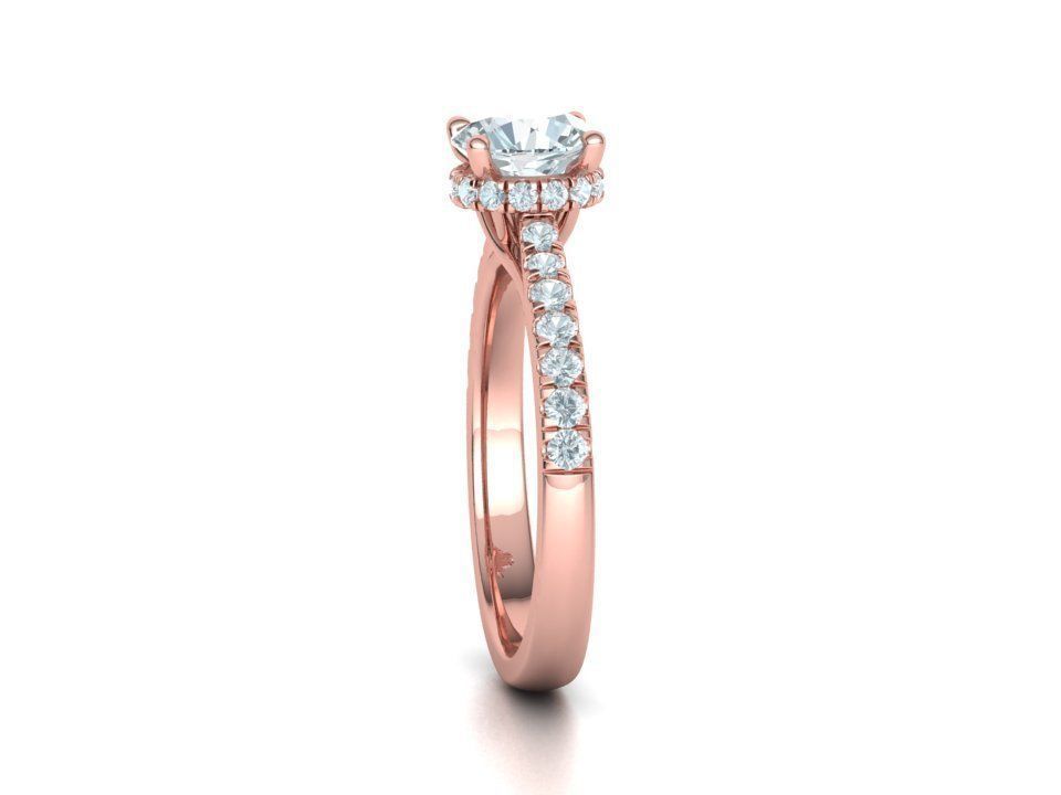 Diamond Trellis Engagement ring  1ct Round Stone 3dmodel  3D print model_23