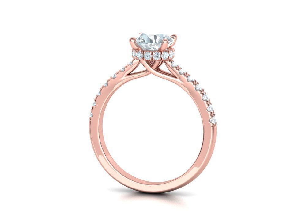 Diamond Trellis Engagement ring  1ct Round Stone 3dmodel  3D print model_26