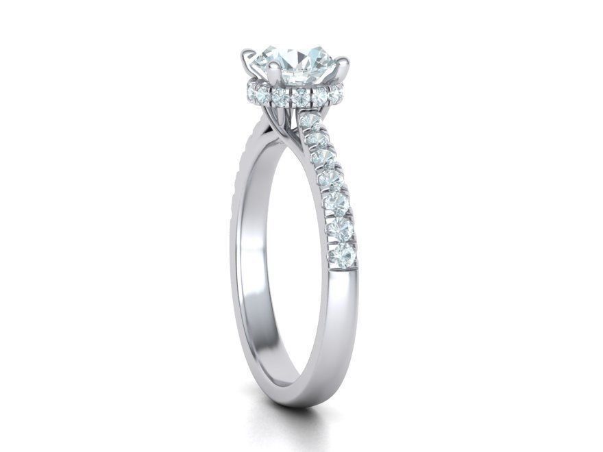 Diamond Trellis Engagement ring  1ct Round Stone 3dmodel  3D print model_8